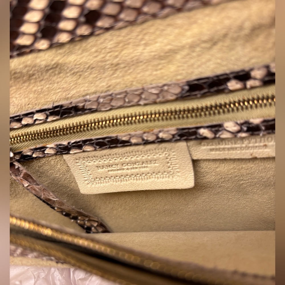 Nancy Gonzalez Brown Satchel with Exotic Python Snakeskin - Picture 5 of 6